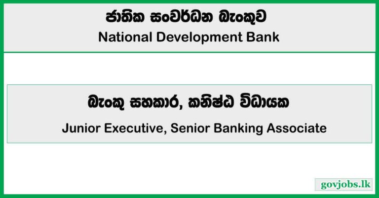 Senior Banking Associate, Junior Executive (Internal Audit) - National Development Bank Job Vacancies 2026