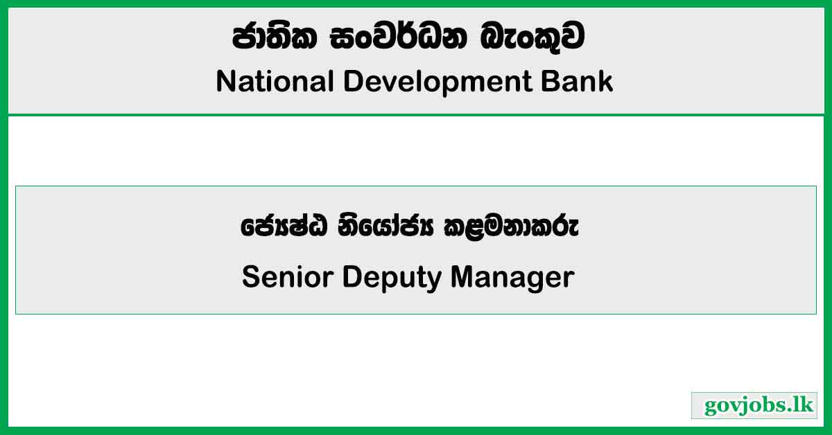 Senior Deputy Manager - National Development Bank Job Vacancies 2025