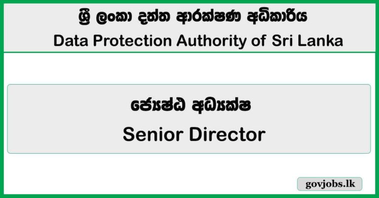 Senior Director – Data Protection Authority of Sri Lanka Vacancies 2026