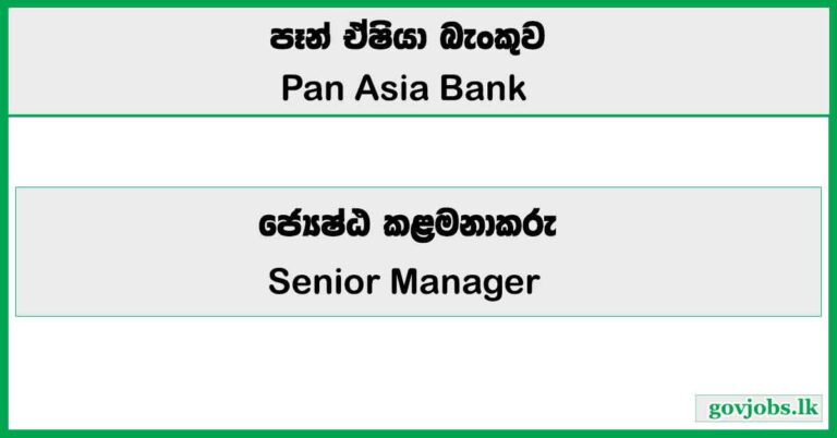Senior Manager - Pan Asia Bank 2026 Vacancies