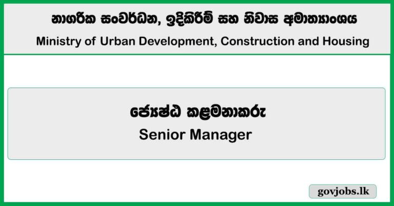 Senior Manager – Ministry of Urban Development, Construction and Housing Job Vacancies 2025