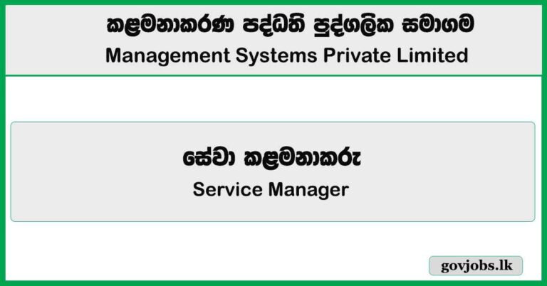 Service Manager – Management Systems Private Limited Job Vacancies 2025