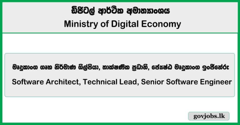 Software Architect, Technical Lead, Senior Software Engineer – Ministry of Digital Economy Job Vacancies 2025